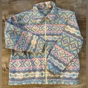 Vintage Southwestern Fleece Pastel Zip Up Jacket